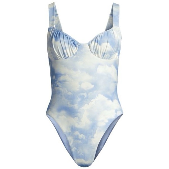 WEWOREWHAT cloud ruched cup one piece swimsuit size medium - Picture 1 of 6